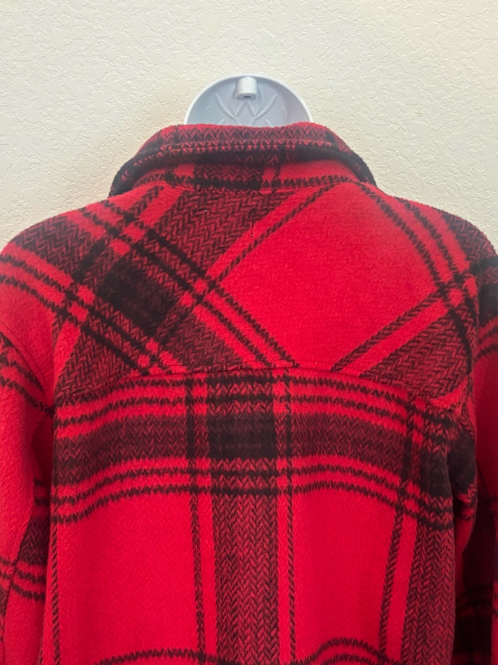 Time And Tru Heavy Duty Flannel Coat Womens M Red Black Plaid Button Pockets - Picture 7 of 9